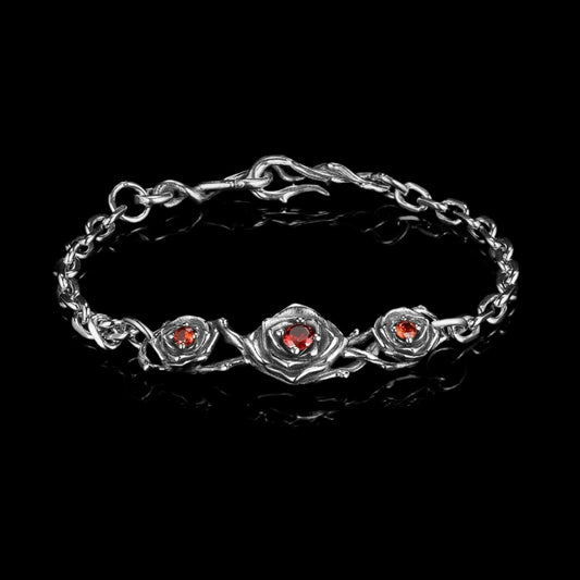 RED ROSES BRACELET. - 925 STERLING SILVER